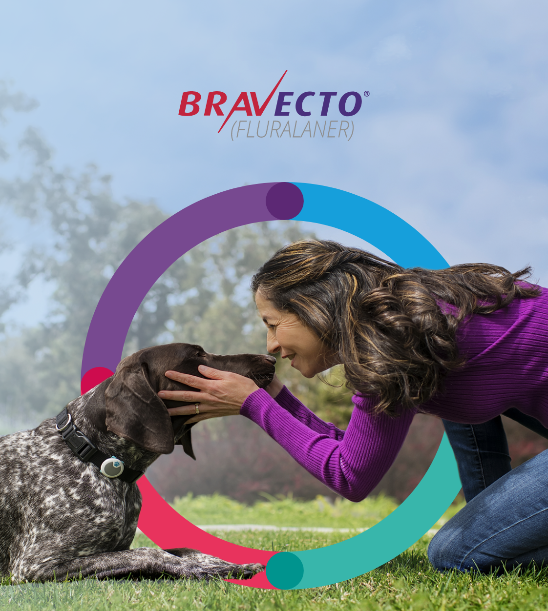 Bravecto chew cover with dog and dog owner